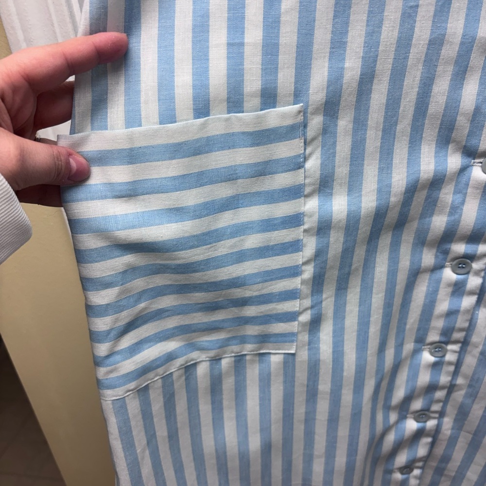 Vintage Topper Blue & White Striped Shirt Dress | Size 16 | Made in Canada - Picture 6 of 10